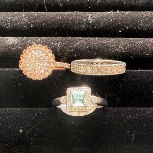 Dazzling Silver and Gold Ring Trio